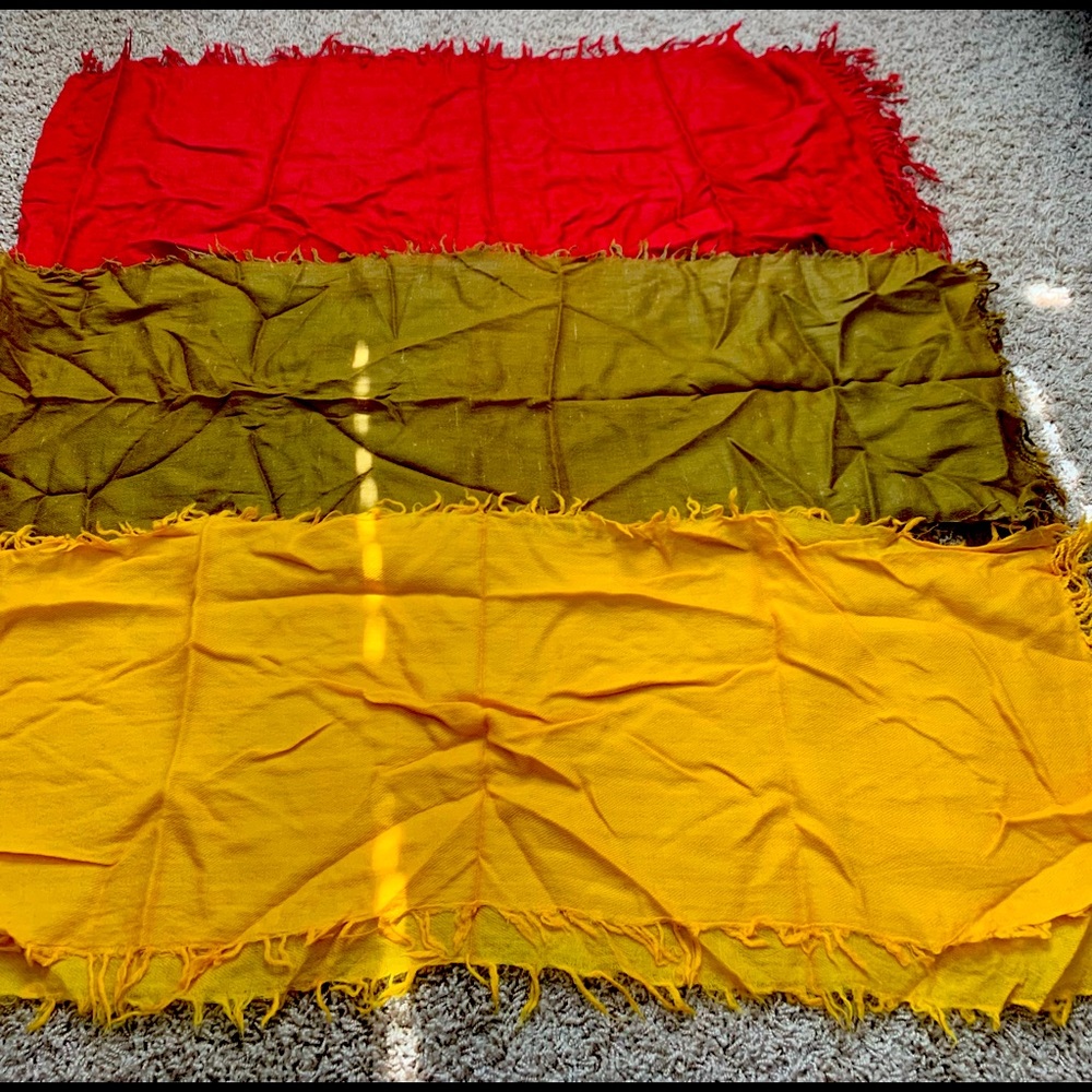 Cashmere scarfs (red green yellow blue) handmade